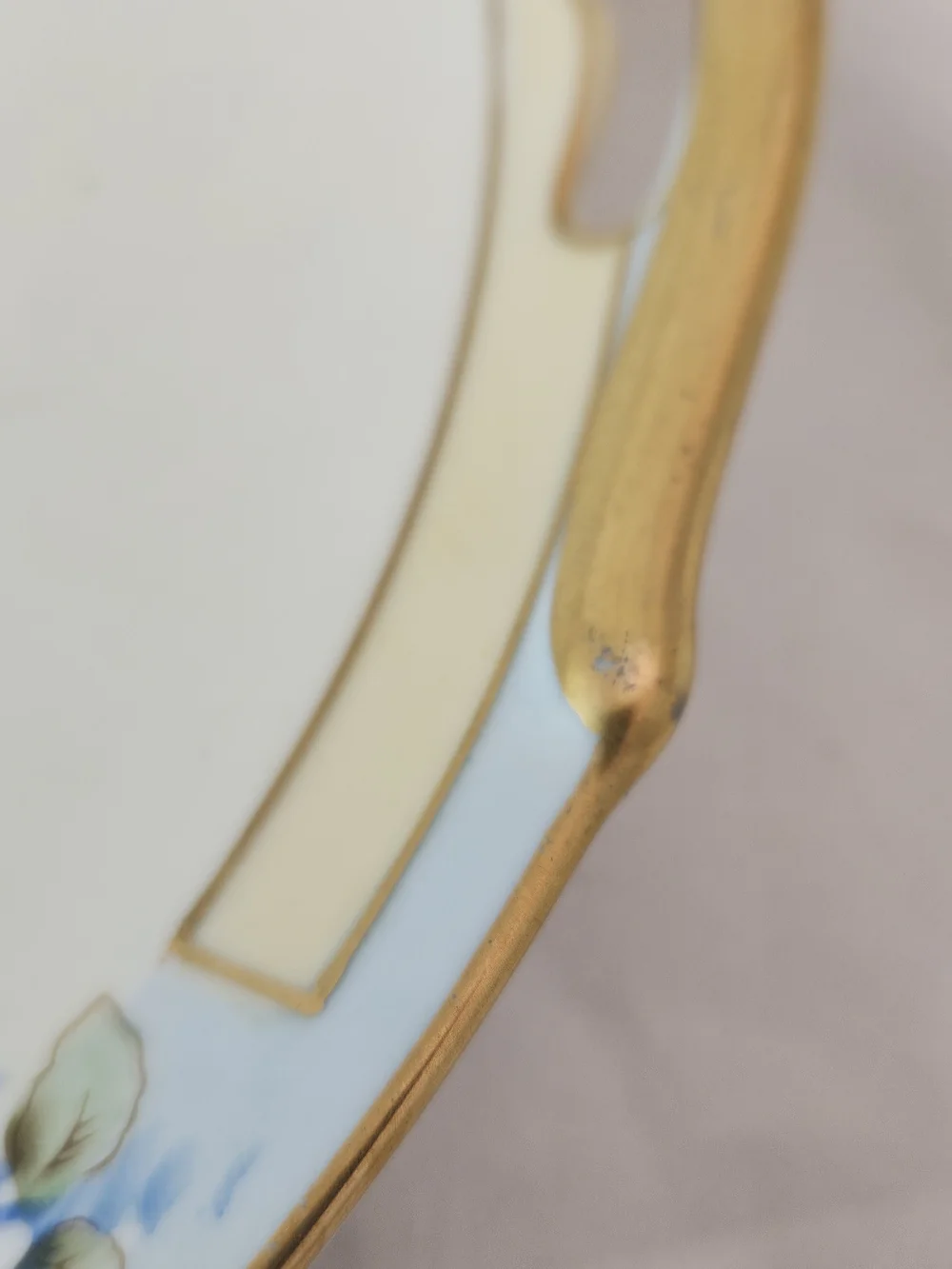 Mello Porcelain Tray China From Japan, 1910-1935. Handpainted Blue, Cream & Gold